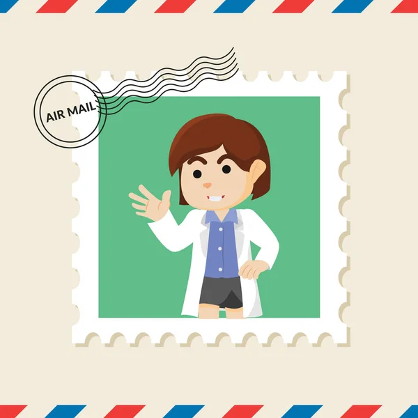 空気メールの封筒の医師女の子切手 — ストックベクタ