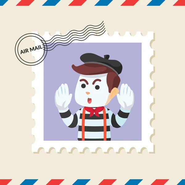 Mime Αγόρι Γραμματόσημο Στον Φάκελο Αλληλογραφίας Αέρα — Διανυσματικό Αρχείο