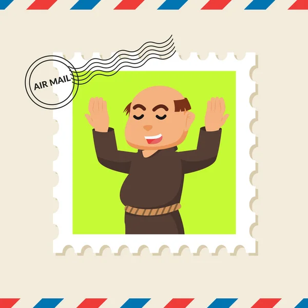 在航空邮件信封上的肥和尚邮票 — 图库矢量图片