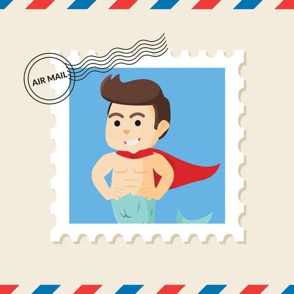 Meerman Postzegel Lucht Mail Envelop — Stockvector