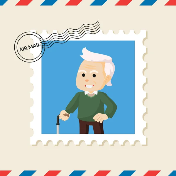 祖父空気メールの封筒の切手 — ストックベクタ