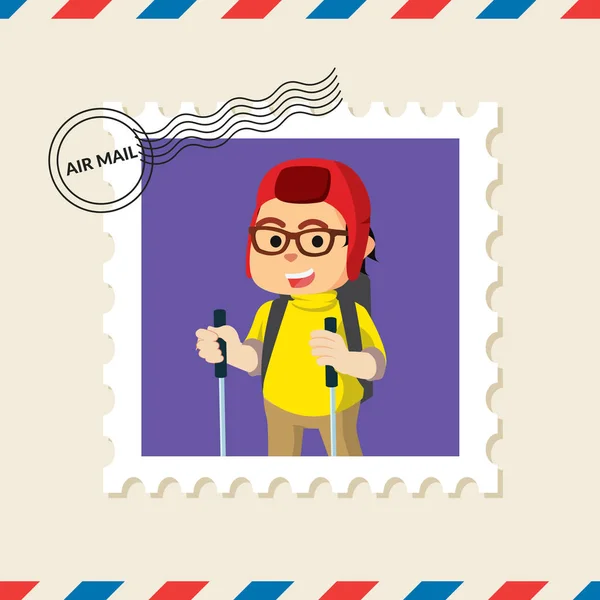 ハイカー空気メールの封筒の切手 — ストックベクタ