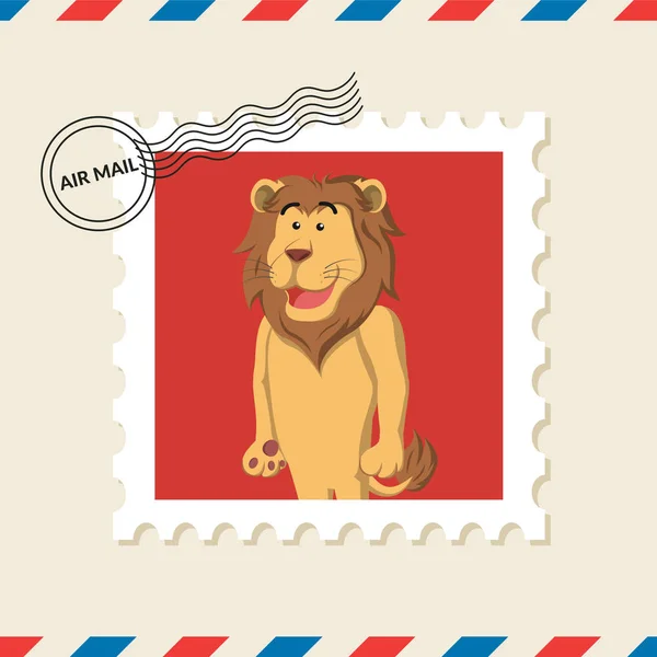 ライオン航空メールの封筒の切手 — ストックベクタ