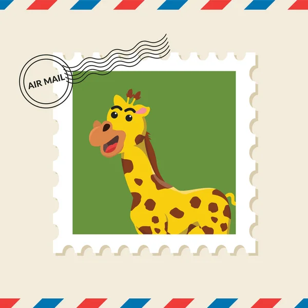 Timbre Poste Girafe Sur Enveloppe Postale Aérienne — Image vectorielle