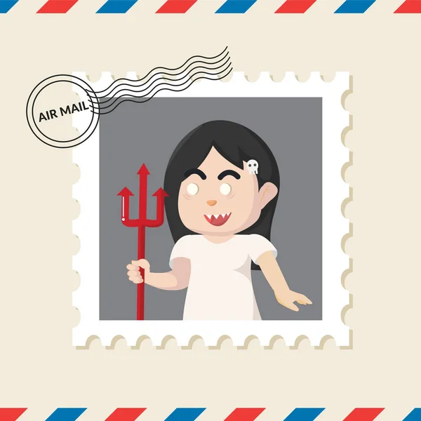 空気メールの封筒の幽霊少女切手 — ストックベクタ