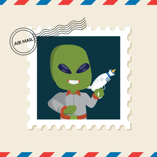 Buitenaardse Postzegel Lucht Mail Envelop — Stockvector