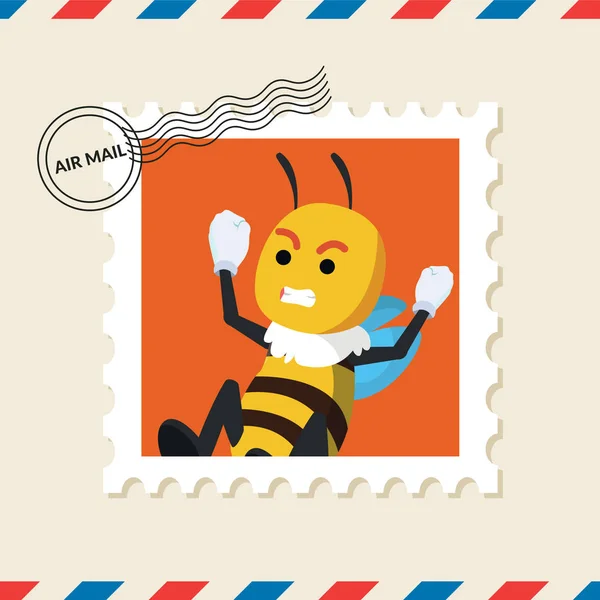 Pszczoła Znaczka Pocztowego Kopercie Mail Powietrza — Wektor stockowy