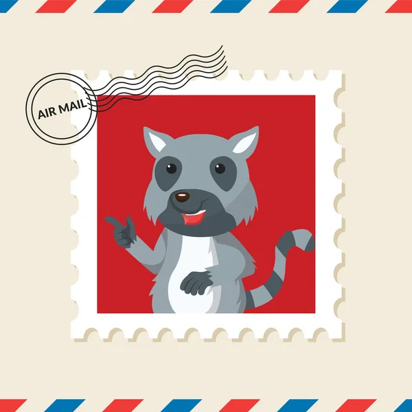 Lemur Postage Stamp Air Mail Envelope — Stock Vector