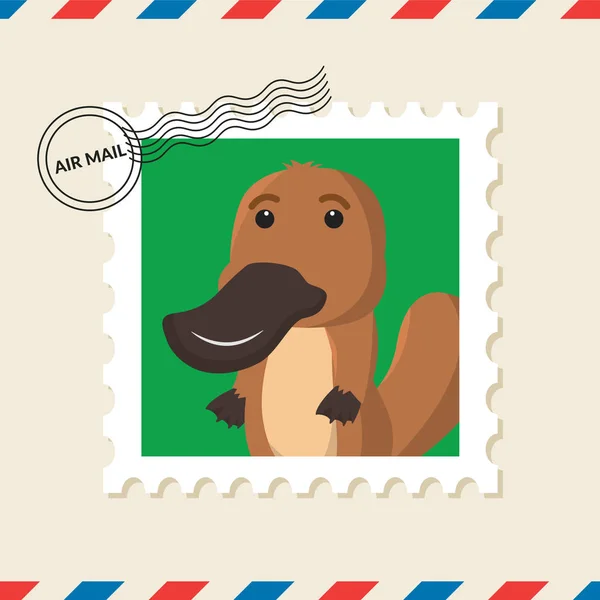 カモノハシ空気メールの封筒の切手 — ストックベクタ