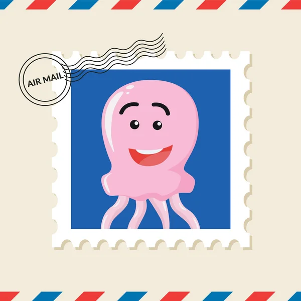 Sello Postal Medusa Sobre Correo Aéreo — Vector de stock