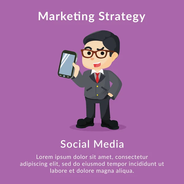 Strategia Marketing Social Media Descrizione Aziendale — Vettoriale Stock