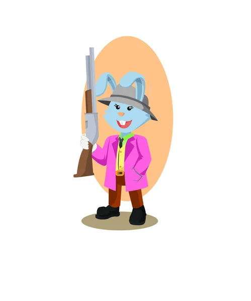 Tirador Conejo Mujer Vector Ilustración — Vector de stock
