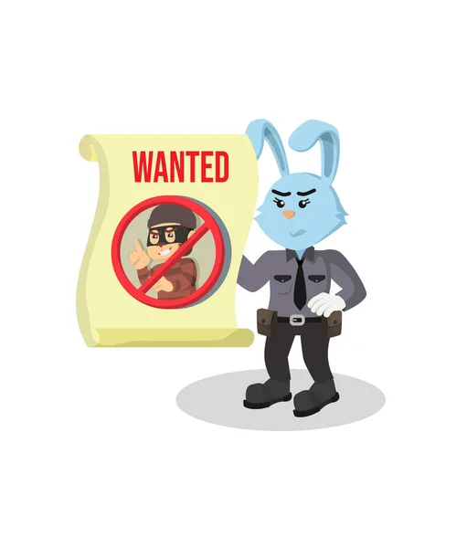 Police Lapin Sont Recherche Voleur Vecteur — Image vectorielle