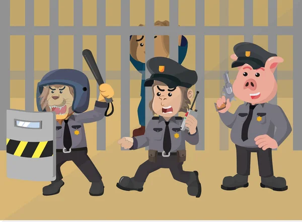 Полиция Животных Охраняет Вектор Заключенного — стоковый вектор