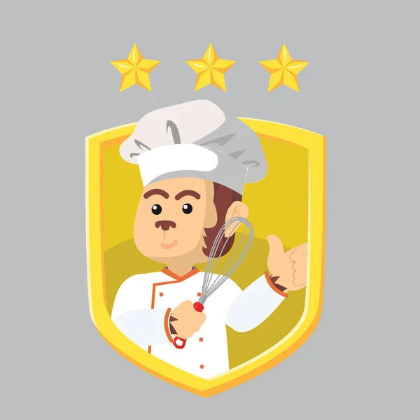 Macaco Chef Com Uma Ilustração Vetor Logotipo — Vetor de Stock