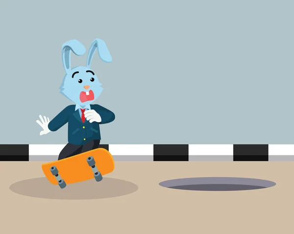 Rabbit Businessman Playing Skateboard Vector — Stock Vector