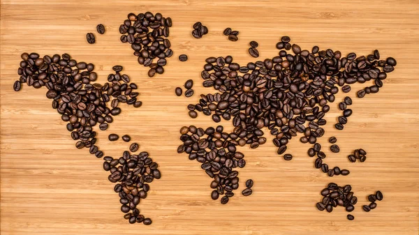 map of the world made of coffee beans