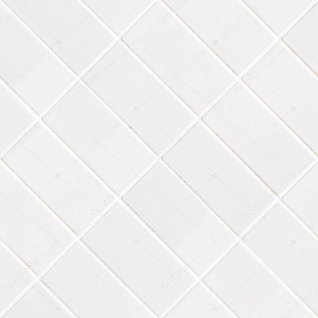 white rhomboid tile mosaic