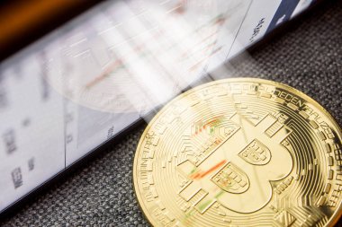 bitcoin dijital para parlak parlayan ışık