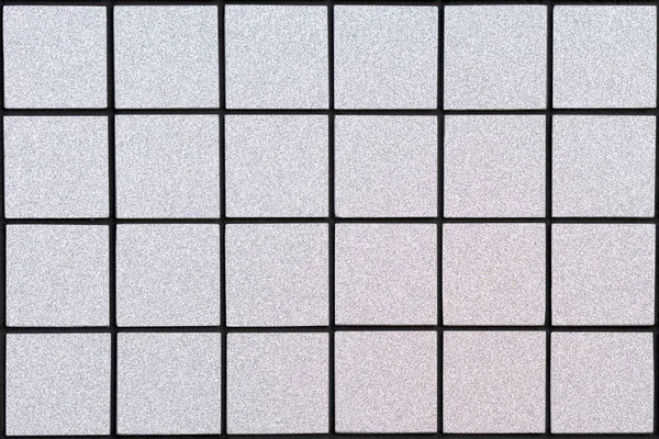 Silver ceramic tile with 24 squares in rectangular form with black filling — Stock Photo, Image