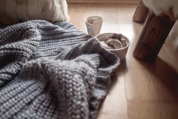 Cozy home concept, danish hygge style and their art of happy life — Stock Photo, Image