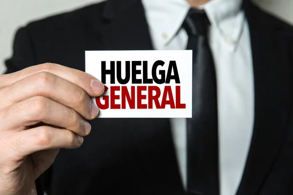 Card with sign huelga general — Stock Photo, Image