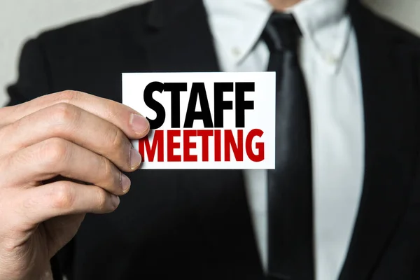 Card with sign staff meeting — Stock Photo, Image