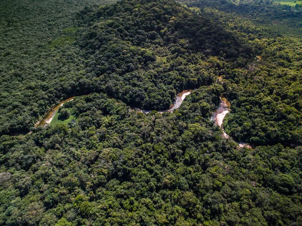 Top View floden i regnskogen, Brasilien — Stockfoto
