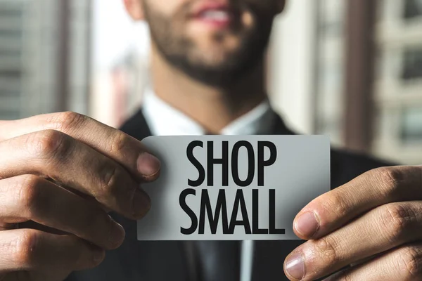 Carta con cartello piccolo negozio — Foto Stock