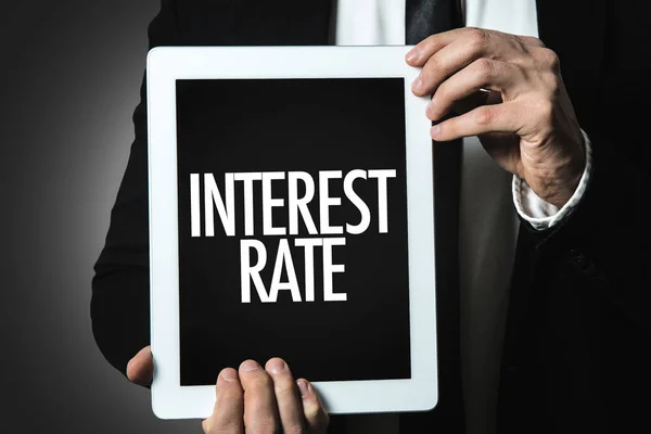 Tablet with inscription Interest Rate — Stock Photo, Image