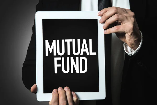 Tablet with inscription mutual fund — Stock Photo, Image