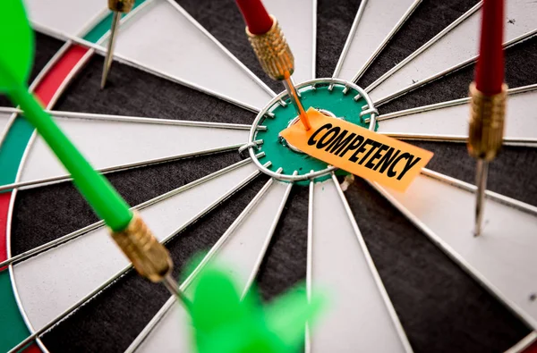 Darts target with inscription competency — Stock Photo, Image