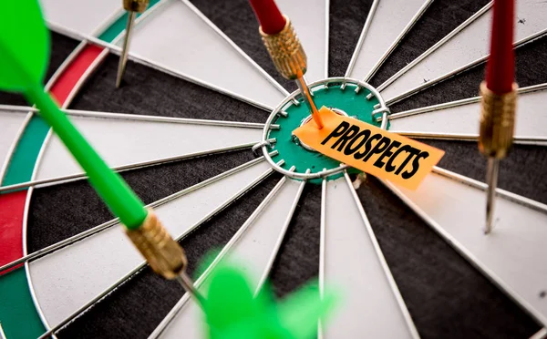 Darts target with inscription prospects — Stock Photo, Image