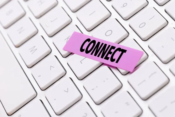 Keyboard and pink sticker — Stock Photo, Image