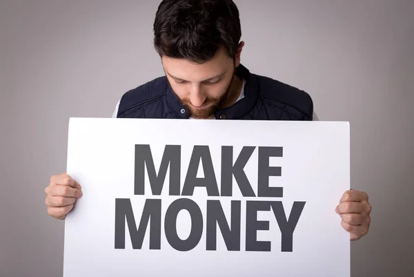 Kağıt işareti Make Money ile — Stok fotoğraf