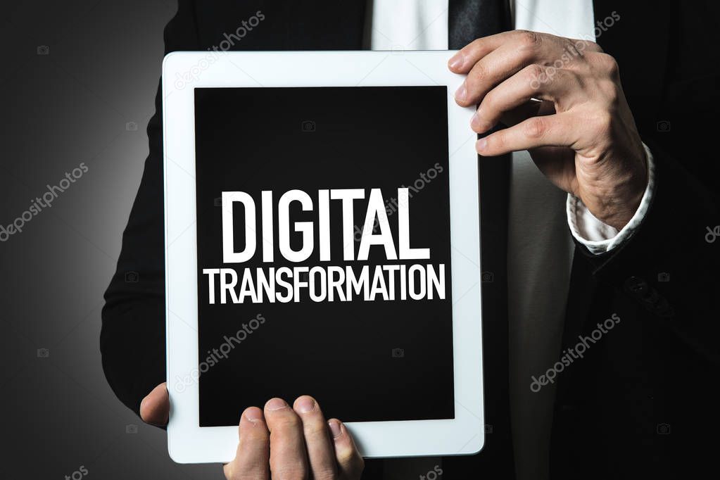 tablet with inscription Digital Transformation