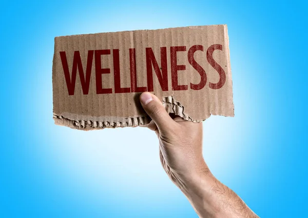 Karton met teken Wellness — Stockfoto