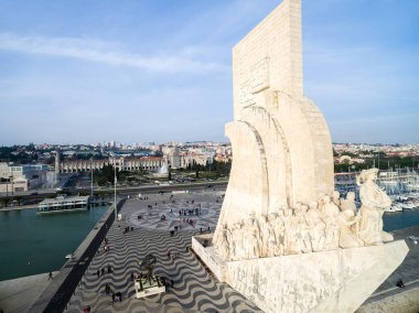 Aerial View of Monument to the Discoveries, Belem district, Lisbon, Portugal clipart