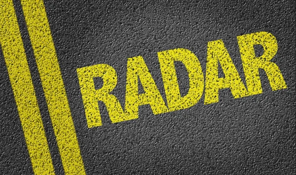 Yellow sign radar — Stock Photo, Image