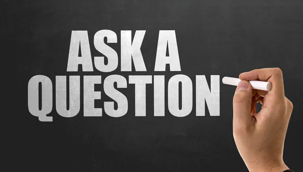 Sign ask question on chalkboard — Stock Photo, Image