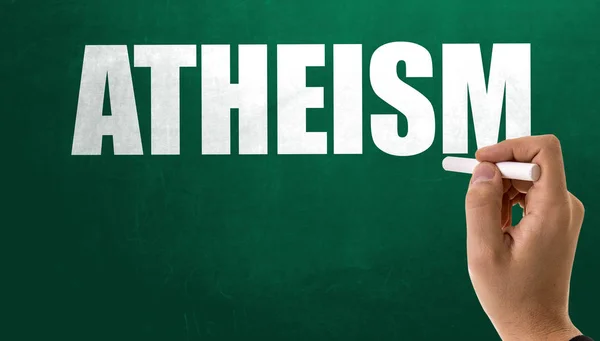Ateismus znamení na tabuli — Stock fotografie