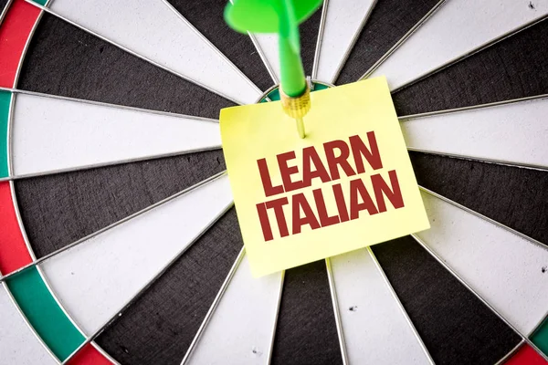 darts target with inscription learn italian