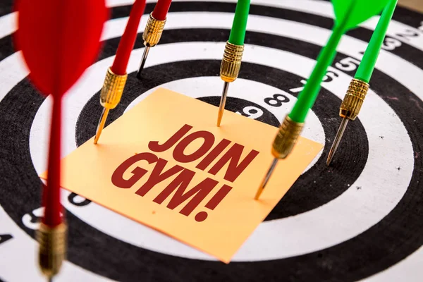 Blanco con inscripción unirse al gimnasio — Foto de Stock