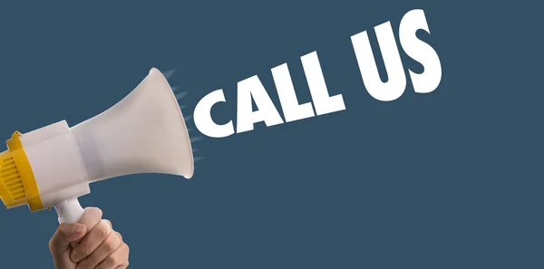 stock image megaphone with the text: Call Us