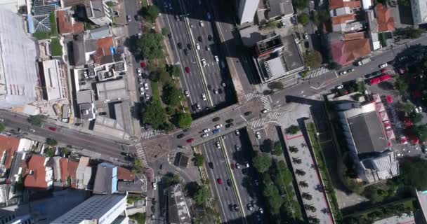 Bovenste weergave van 23-de Maio Avenue in Sao Paulo, Brazilië — Stockvideo