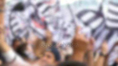Sao Paulo, Brezilya - 07 Mayıs 2017: Brezilya - Blur efekti Futbol stadyumunda insan kalabalığı
