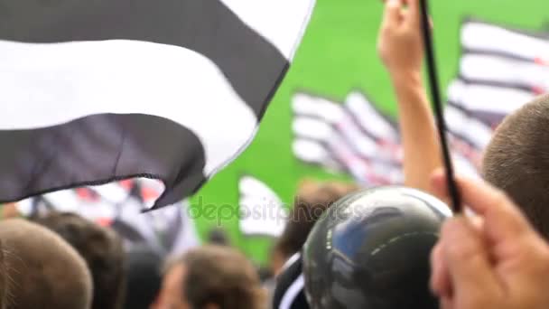 SAO PAULO, BRASIL - 07 MAYO 2017: Multitud de personas en el estadio de fútbol en Brasil - Efecto Blur — Vídeo de stock