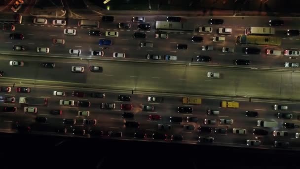 Ovanifrån av trafik på Marginal Pinheiros, Sao Paulo, Brasilien — Stockvideo