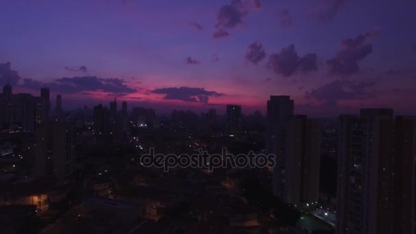 Veduta aerea del tramonto a San Paolo, Brasile — Video Stock