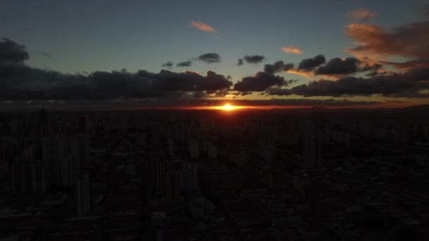 Vista aérea do pôr do sol em São Paulo, Brasil — Vídeo de Stock
